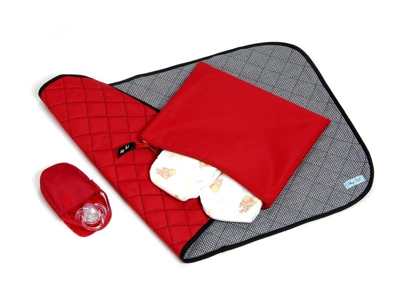 Grab 'n Go Nappy Purse - Red (with red pacifier)