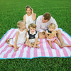 Picnic Blanket 100% Waterproof Brilliant Cabana Pink Stripe Palm Beach Crew